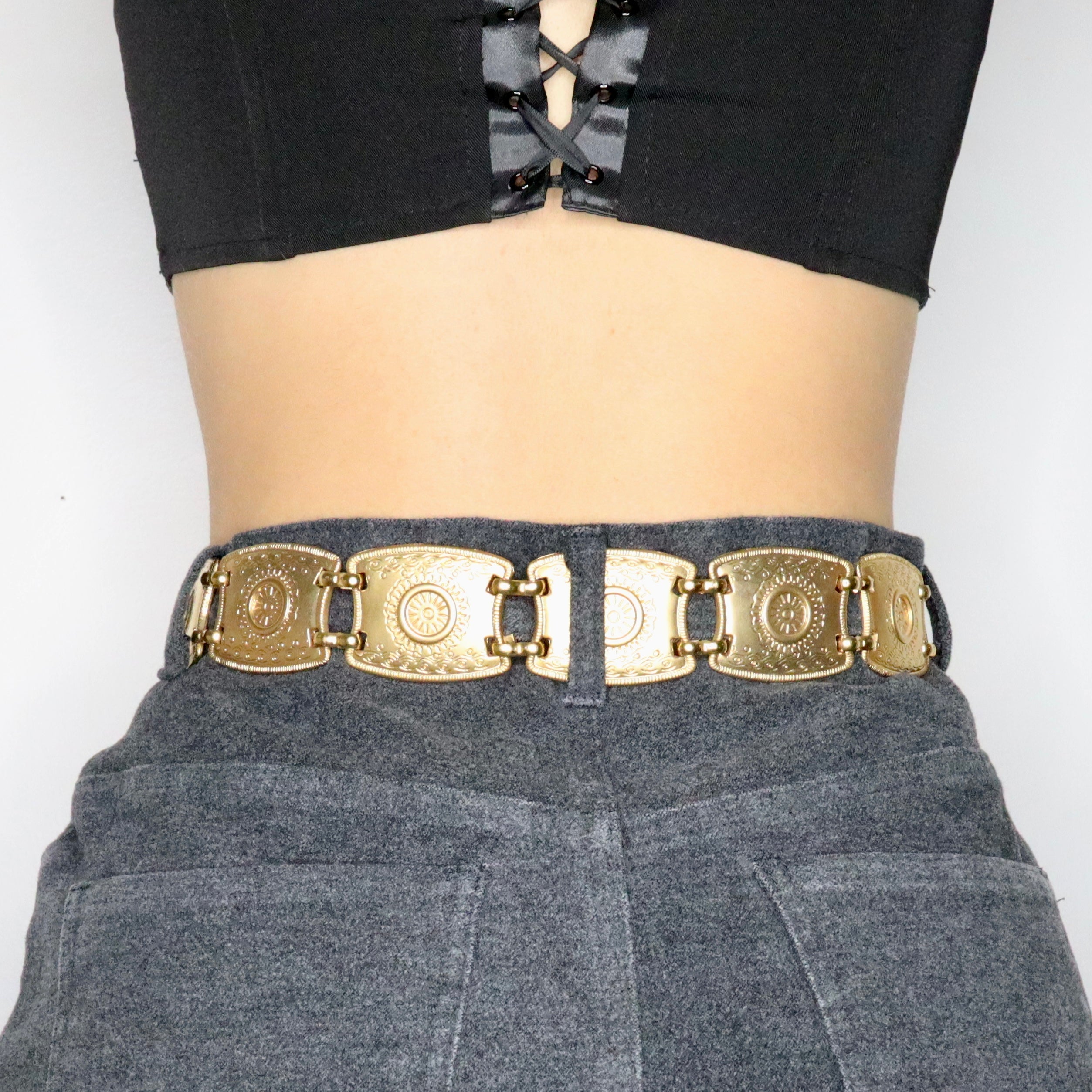 80s Gold Western Leather Belt (S/M)
