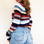 Cropped Striped Turtleneck Sweater