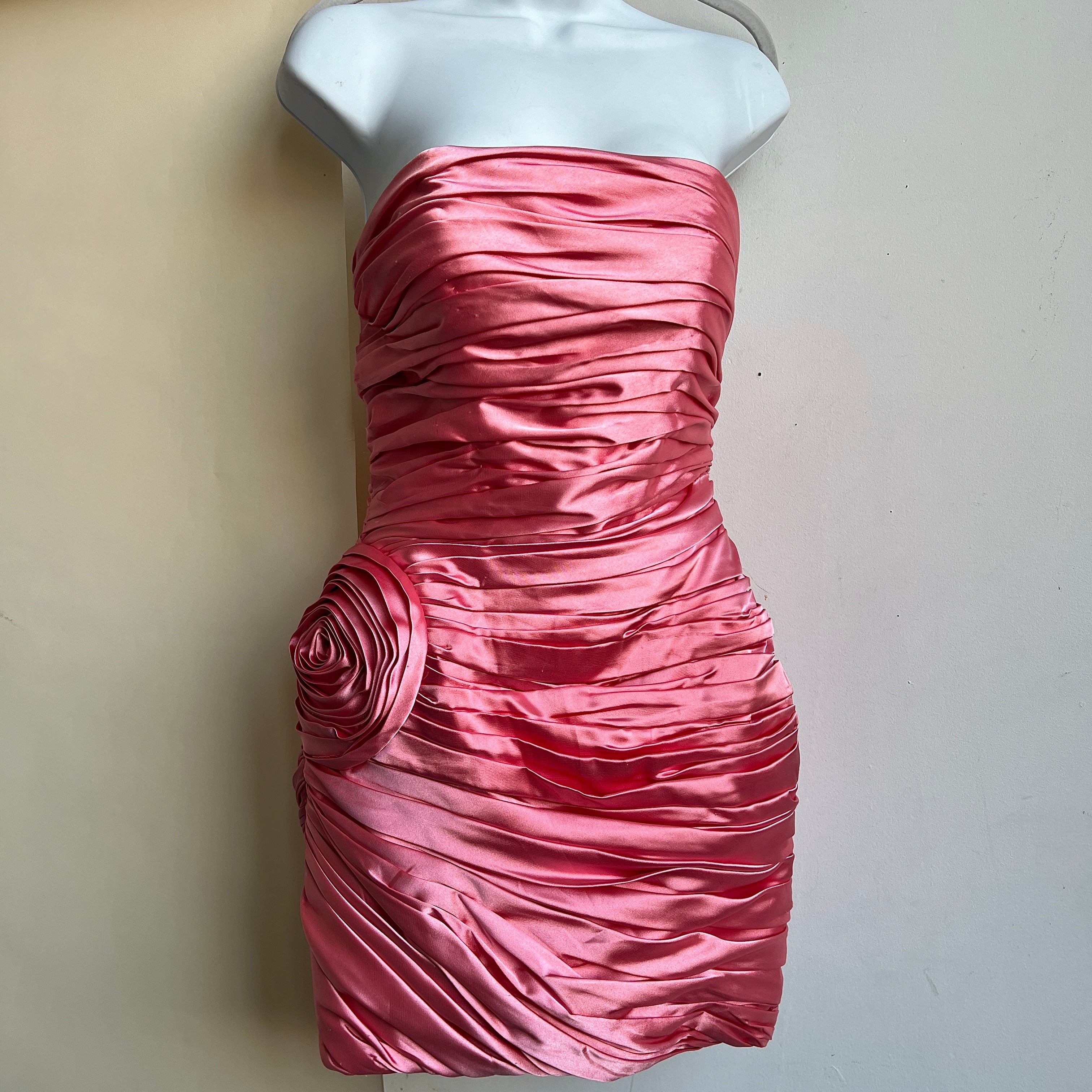 00s pink pleated mini bodycon dress (S)