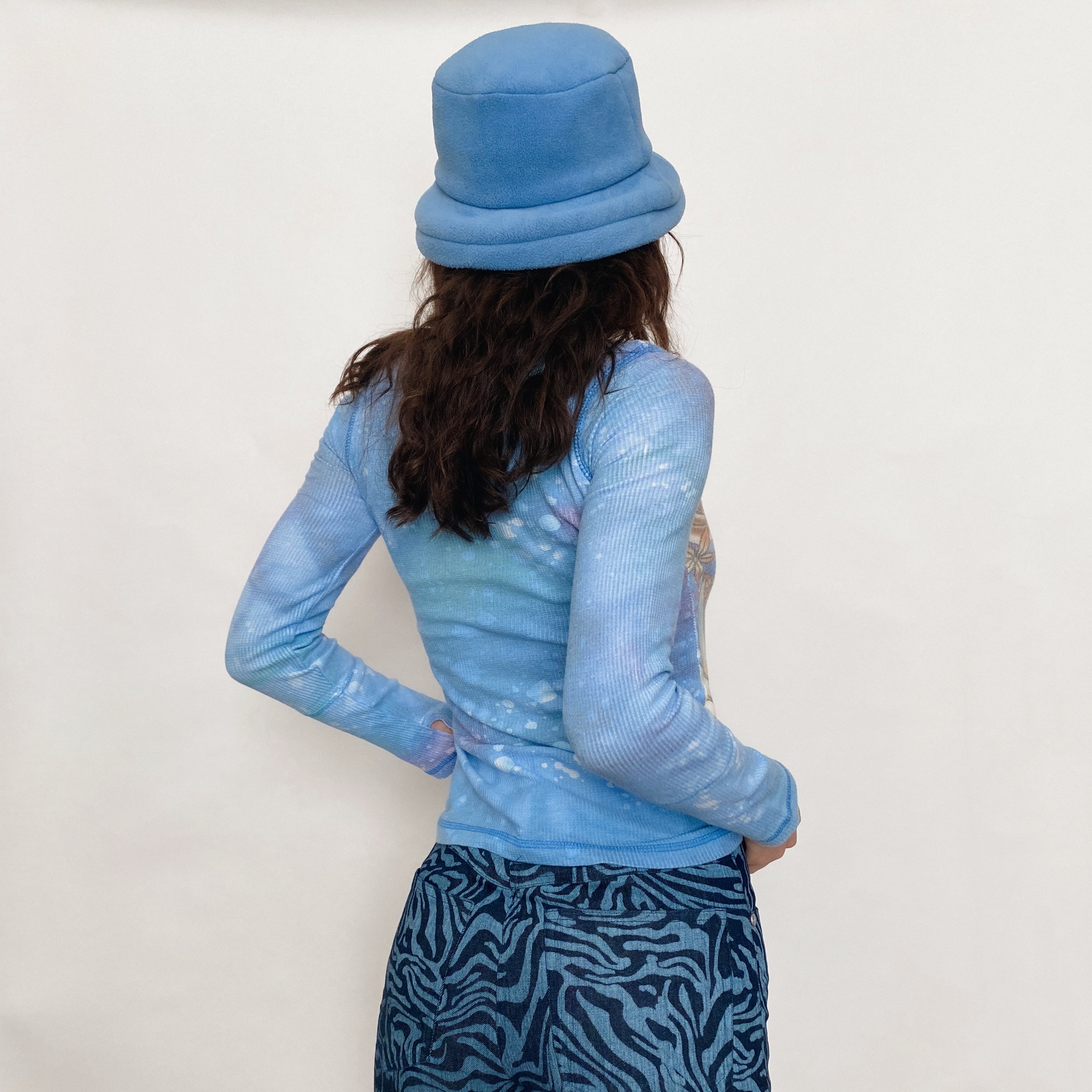 baby blue fleece bucket hat