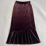 Vintage 90s brown velvet maxi skirt - S/M