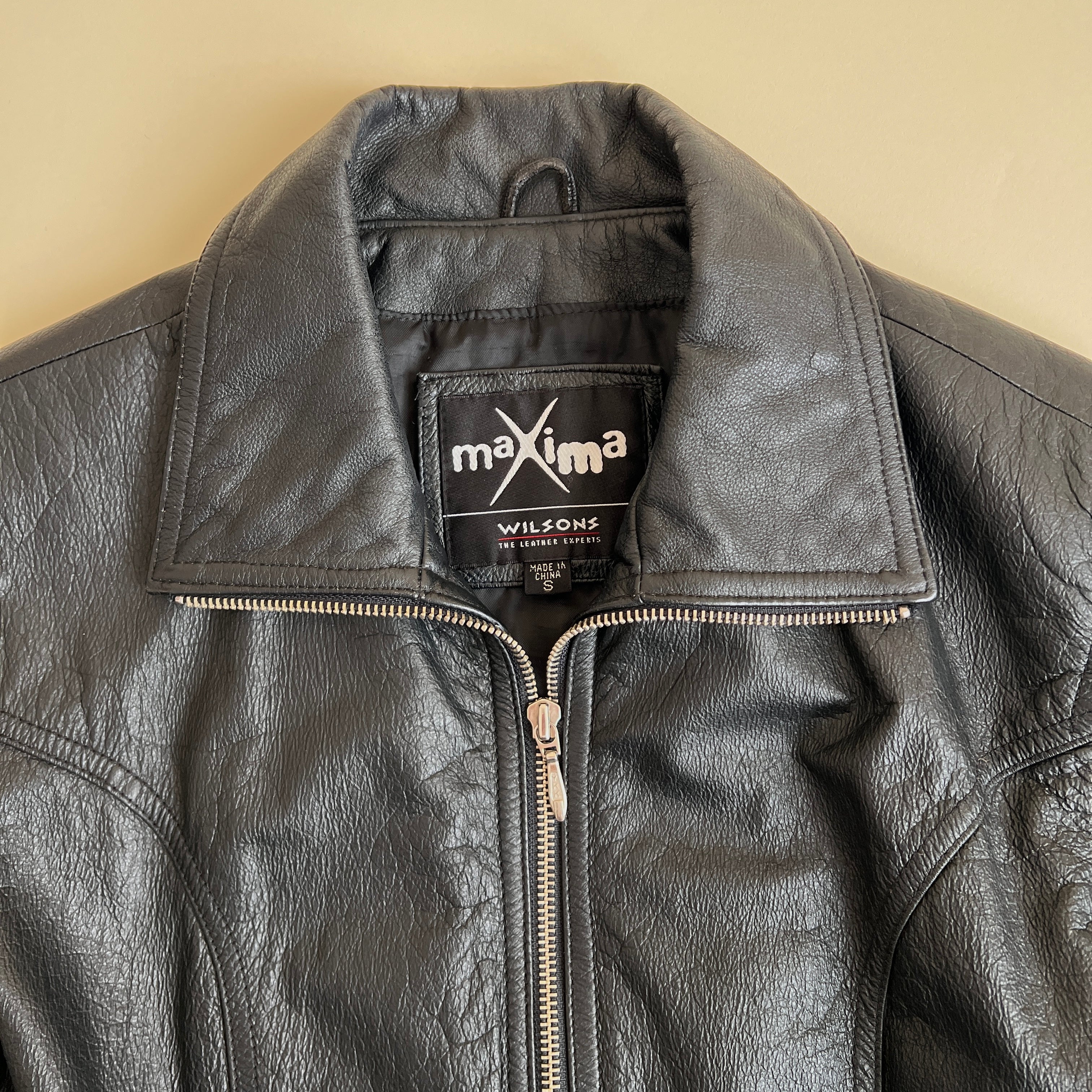 00s black slim leather moto jacket (S)