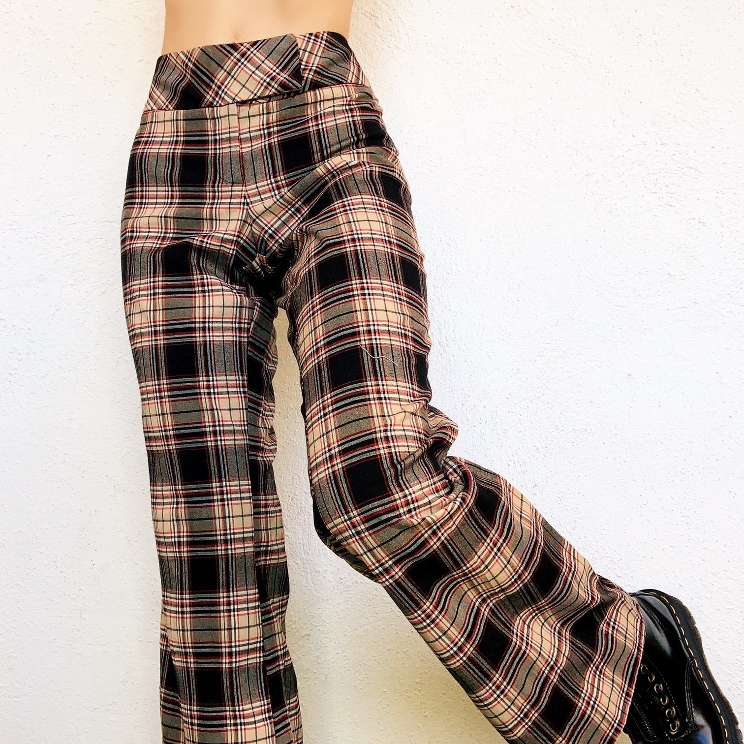 Vintage Plaid Flare Pants