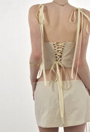 Canvas Corset + Miniskirt Set