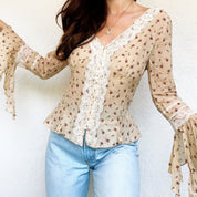 Lacy Beige Floral Top