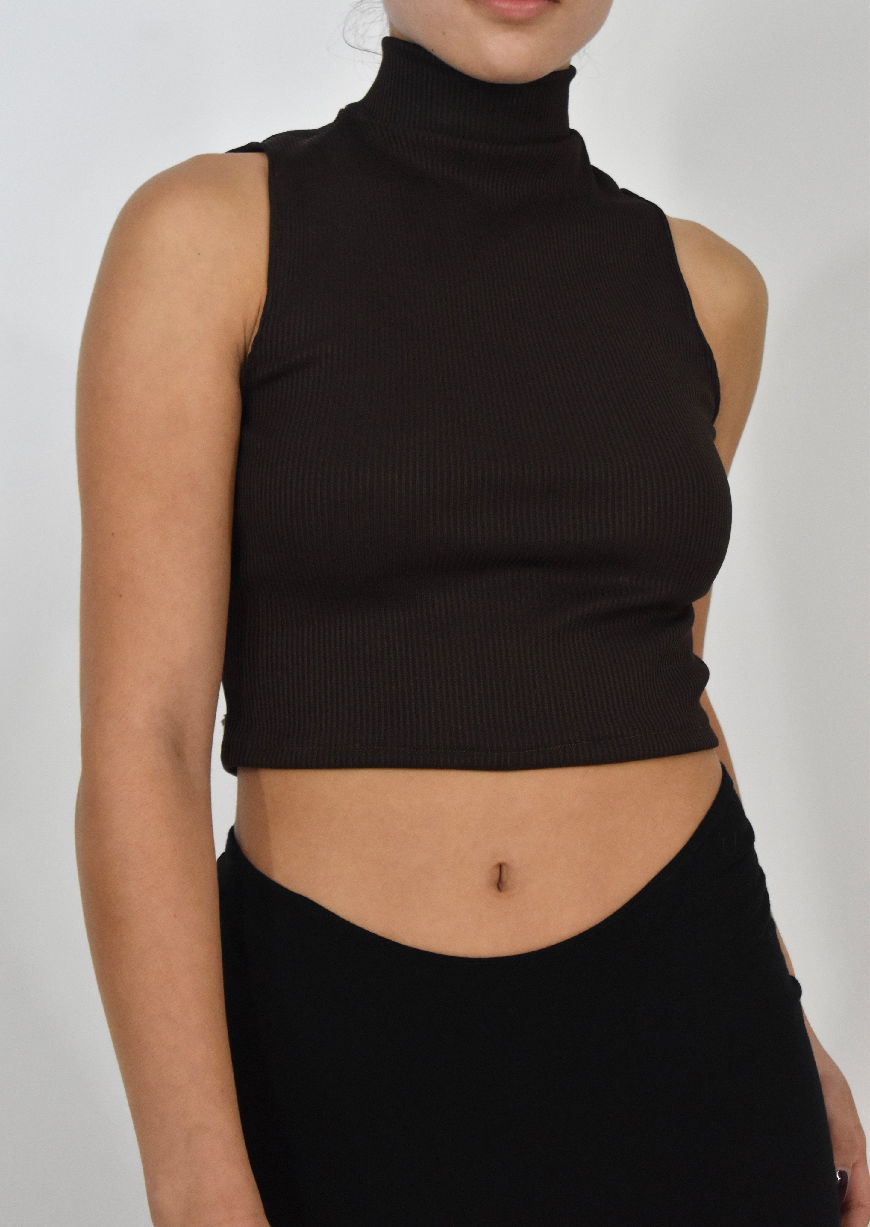 Sleeveless Turtleneck Crop