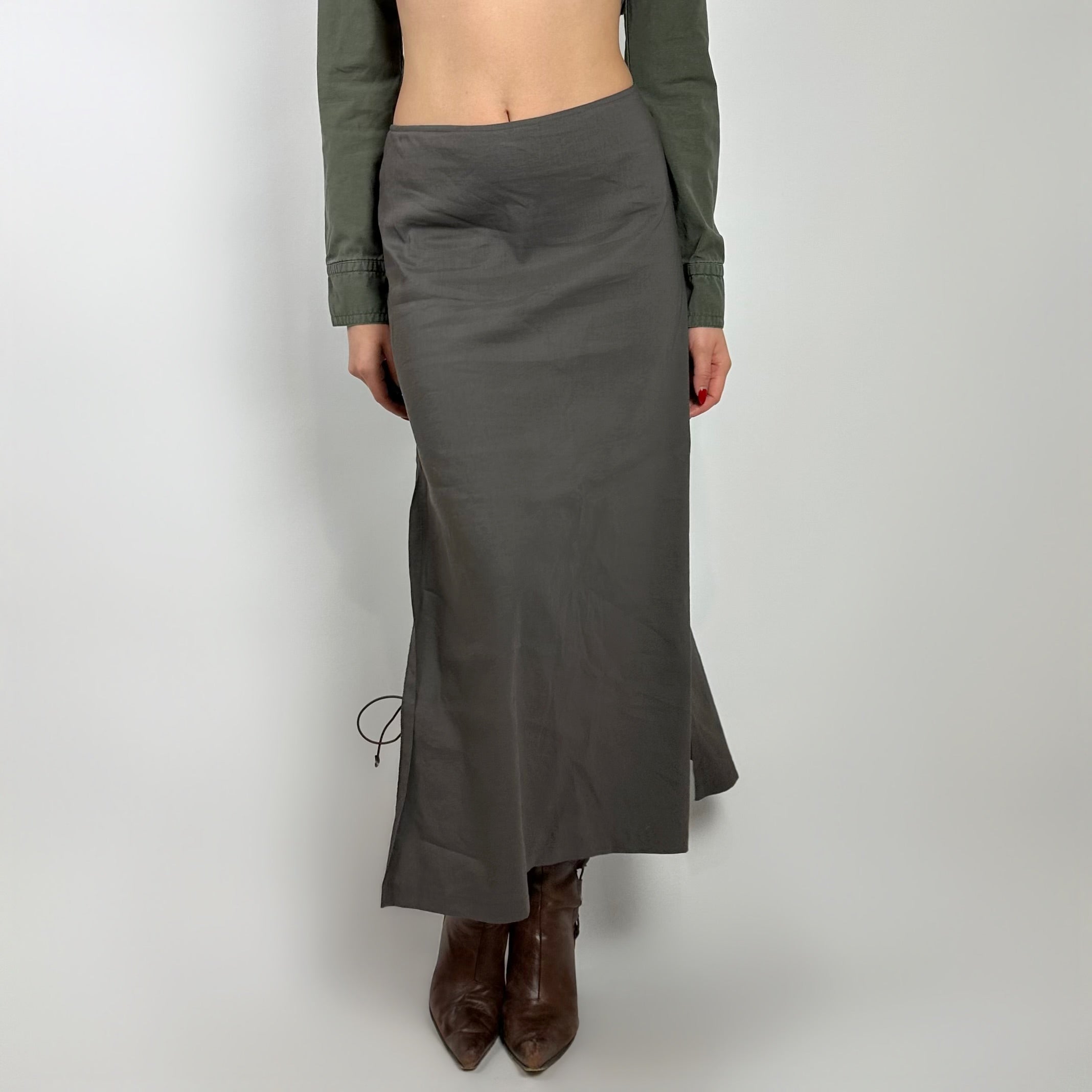 Vintage Double Slit Linen Maxi Skirt (S)