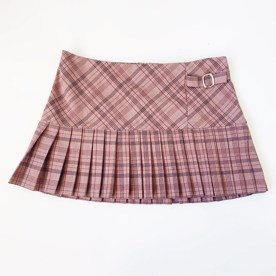 Blush Pink Plaid Mini Skirt