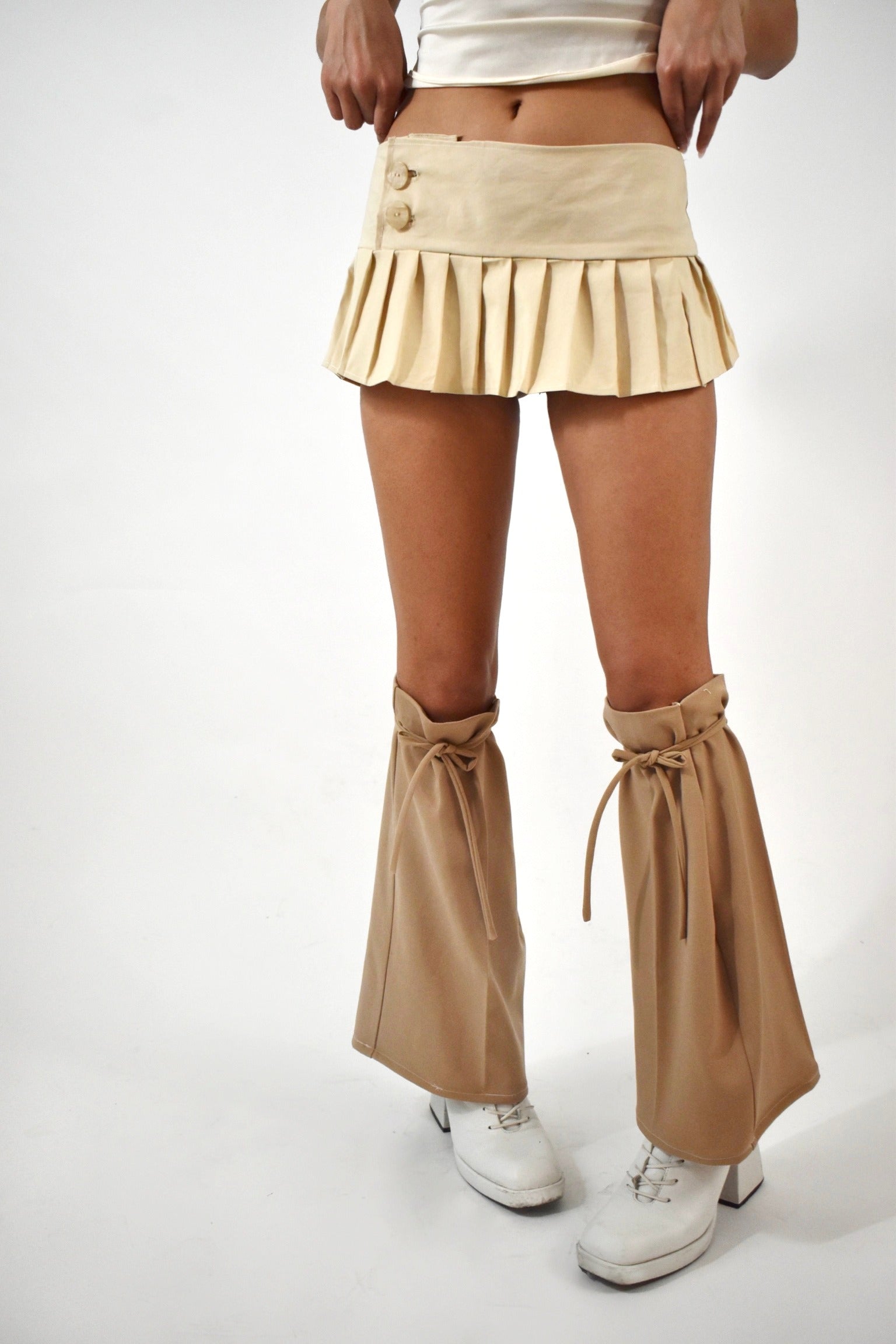Khaki Pleated Micro Skirt
