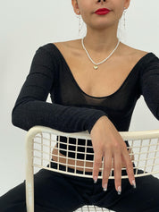 Sheer Glitter Long Sleeve Top