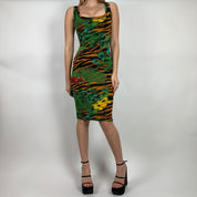 Versace Jeans Couture Tiger Print Midi Dress (XS/S)