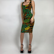 Versace Jeans Couture Tiger Print Midi Dress (XS/S)