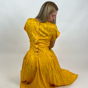 Vintage 80s Funky Yellow Silk Dress (M)