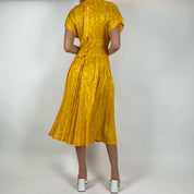 Vintage 80s Funky Yellow Silk Dress (M)
