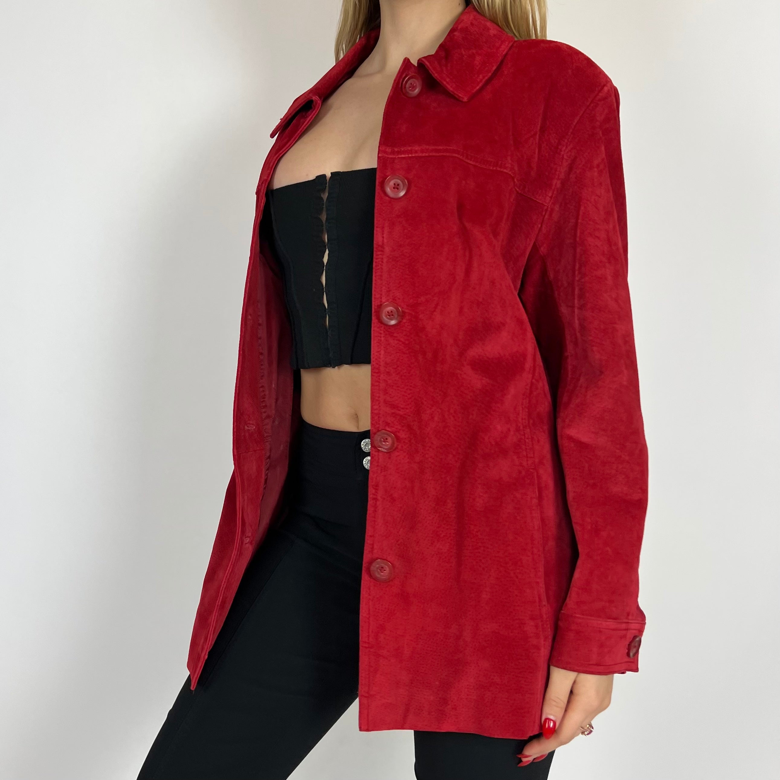 90s Scarlet Leather Suede Jacket (M/L)