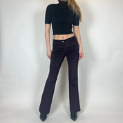 2000s Cache Eggplant Low-Rise Corduroy Pants (2/4)