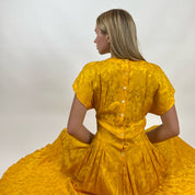 Vintage 80s Funky Yellow Silk Dress (M)