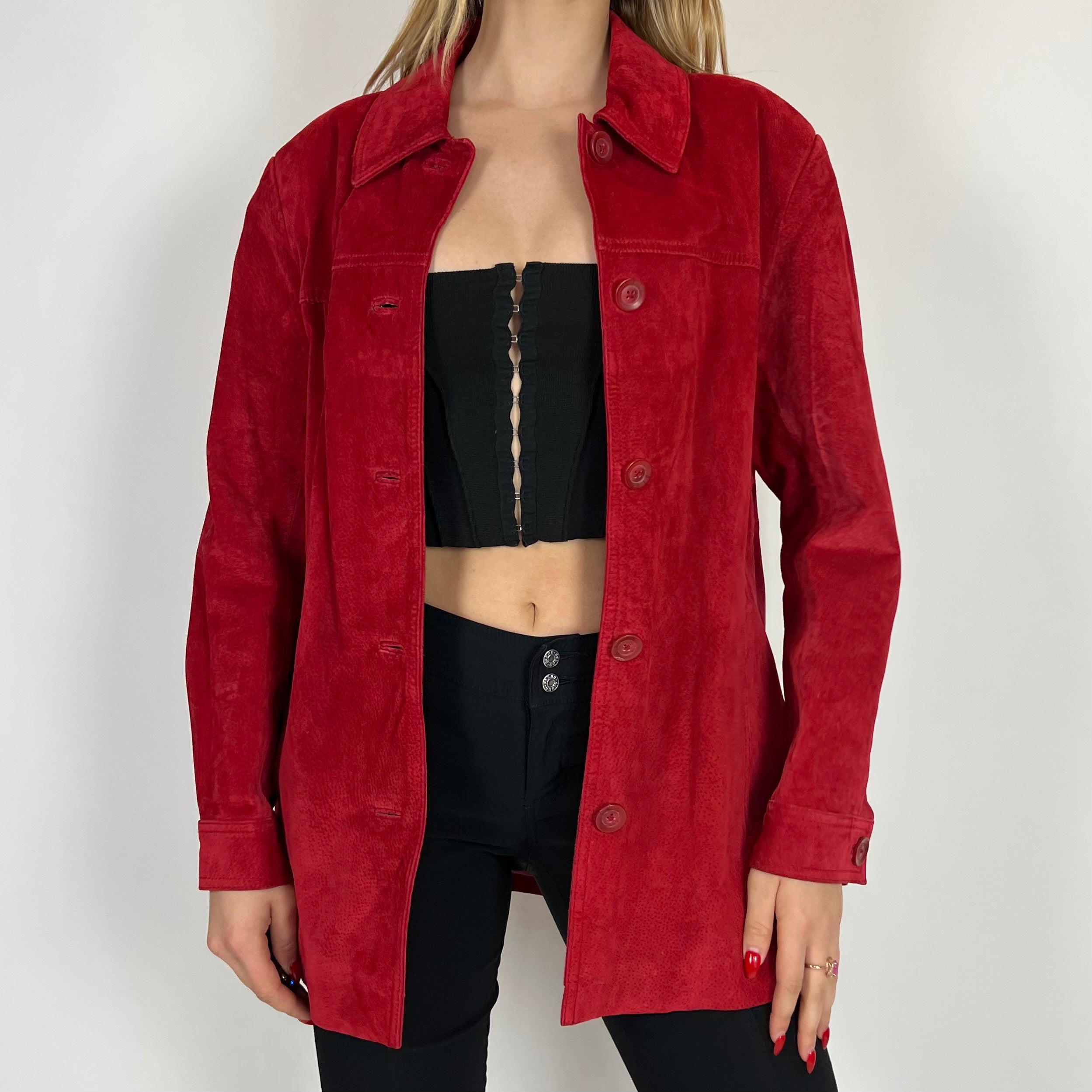 90s Scarlet Leather Suede Jacket (M/L)
