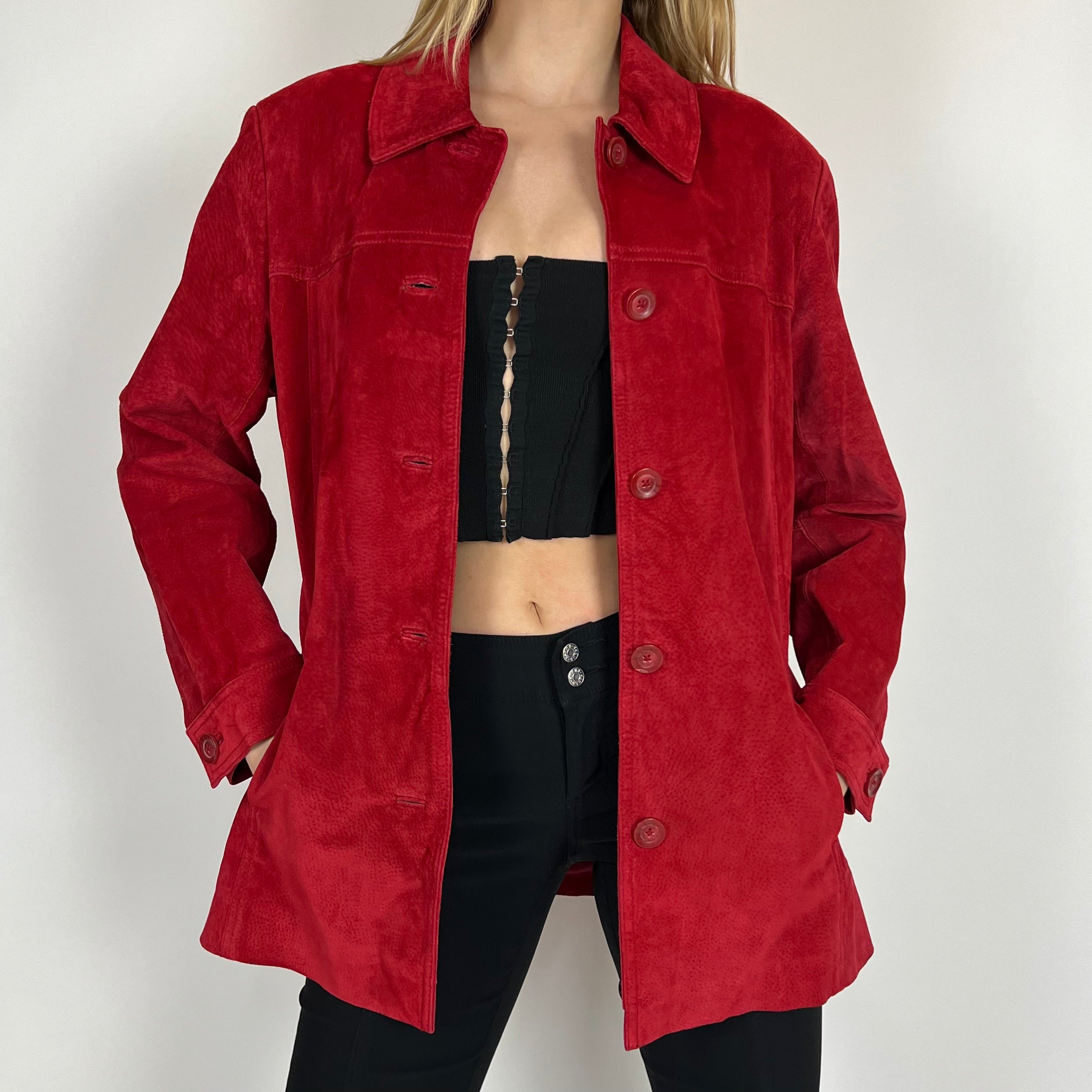 90s Scarlet Leather Suede Jacket (M/L)