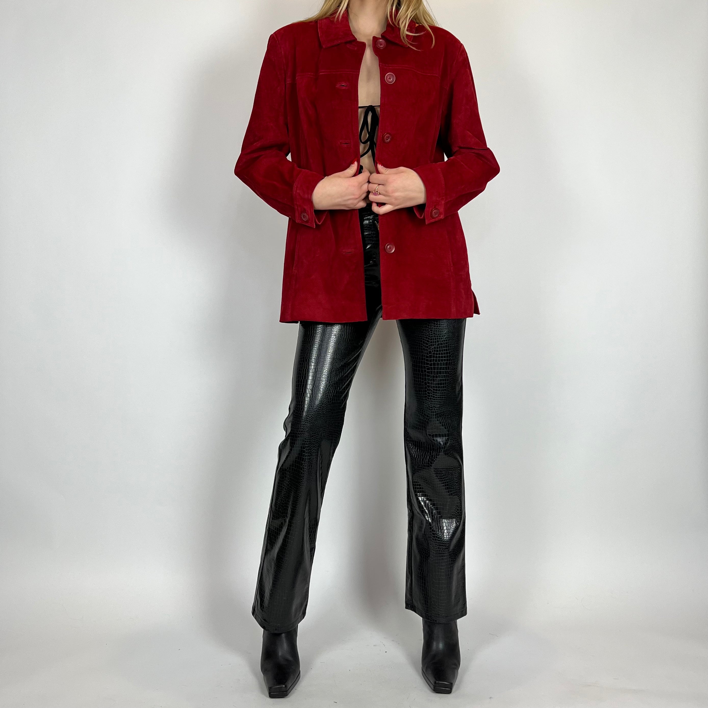 90s Scarlet Leather Suede Jacket (M/L)