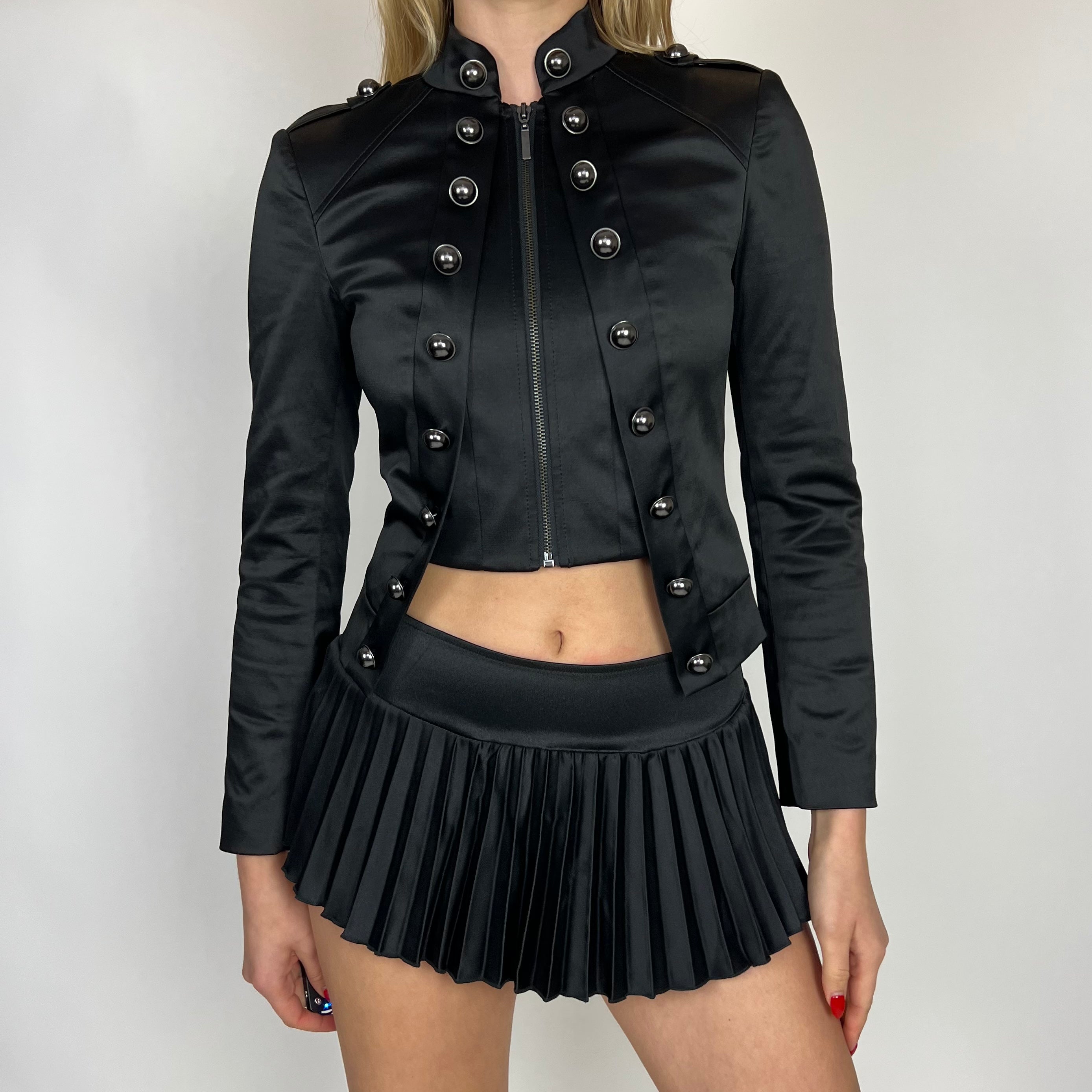 00's Bebe Black Satin Structured Jacket (XS)