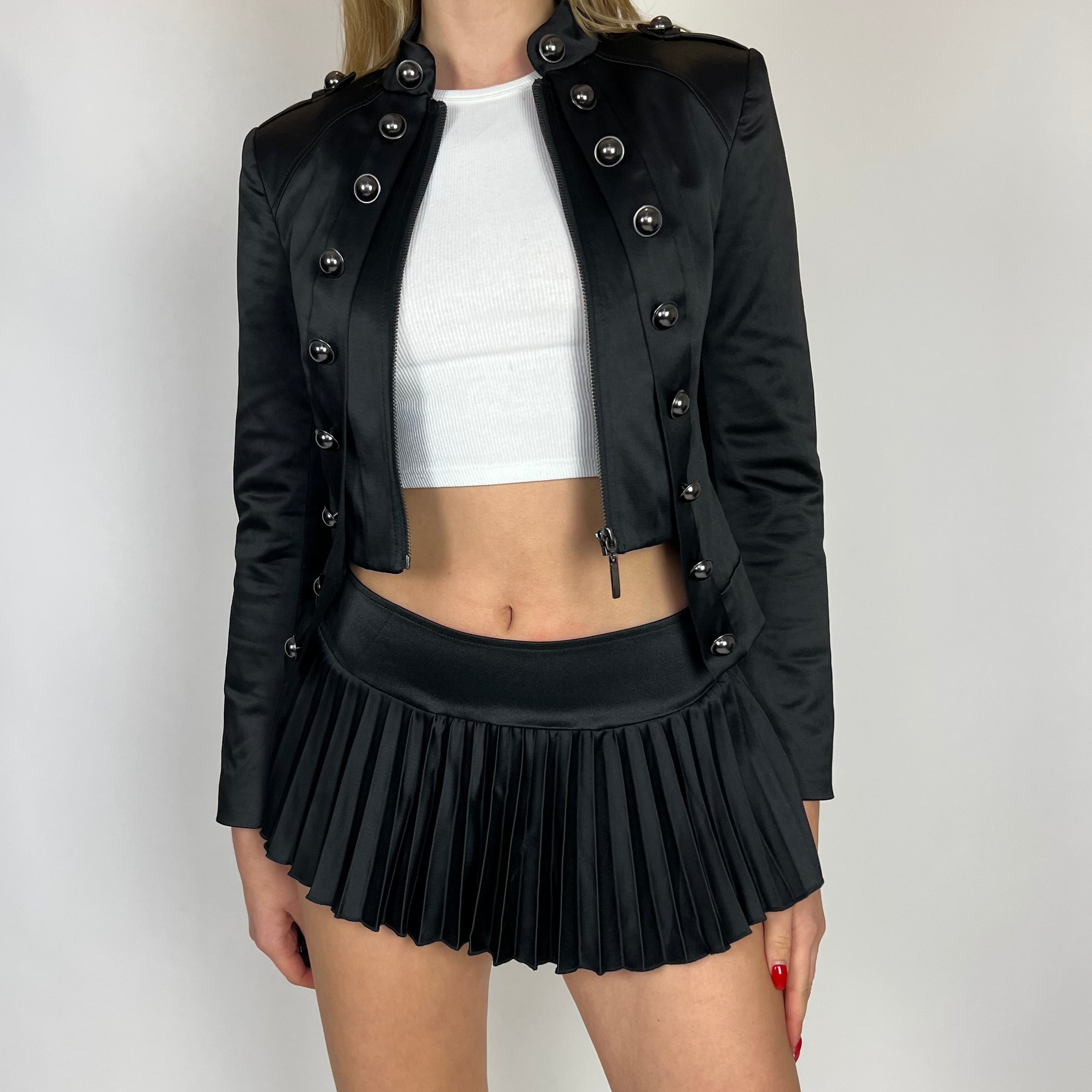 00's Bebe Black Satin Structured Jacket (XS)