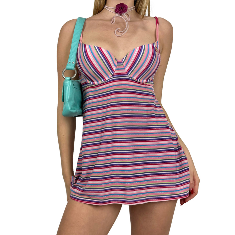 2000s Victoria's Secret Colorful Striped Mini Dress (S)