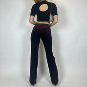 2000S ESCADA BURGUNDY VELVET MID-RISE PANTS (0/2)