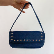 Y2K Denim Studded Shoulder Bag