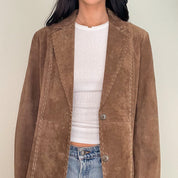Brown Suede Long Stitch Trench Coat