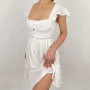 White Mini Cottage Dress