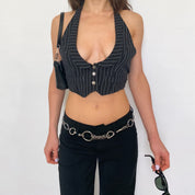 y2k pinstripe halter vest - medium