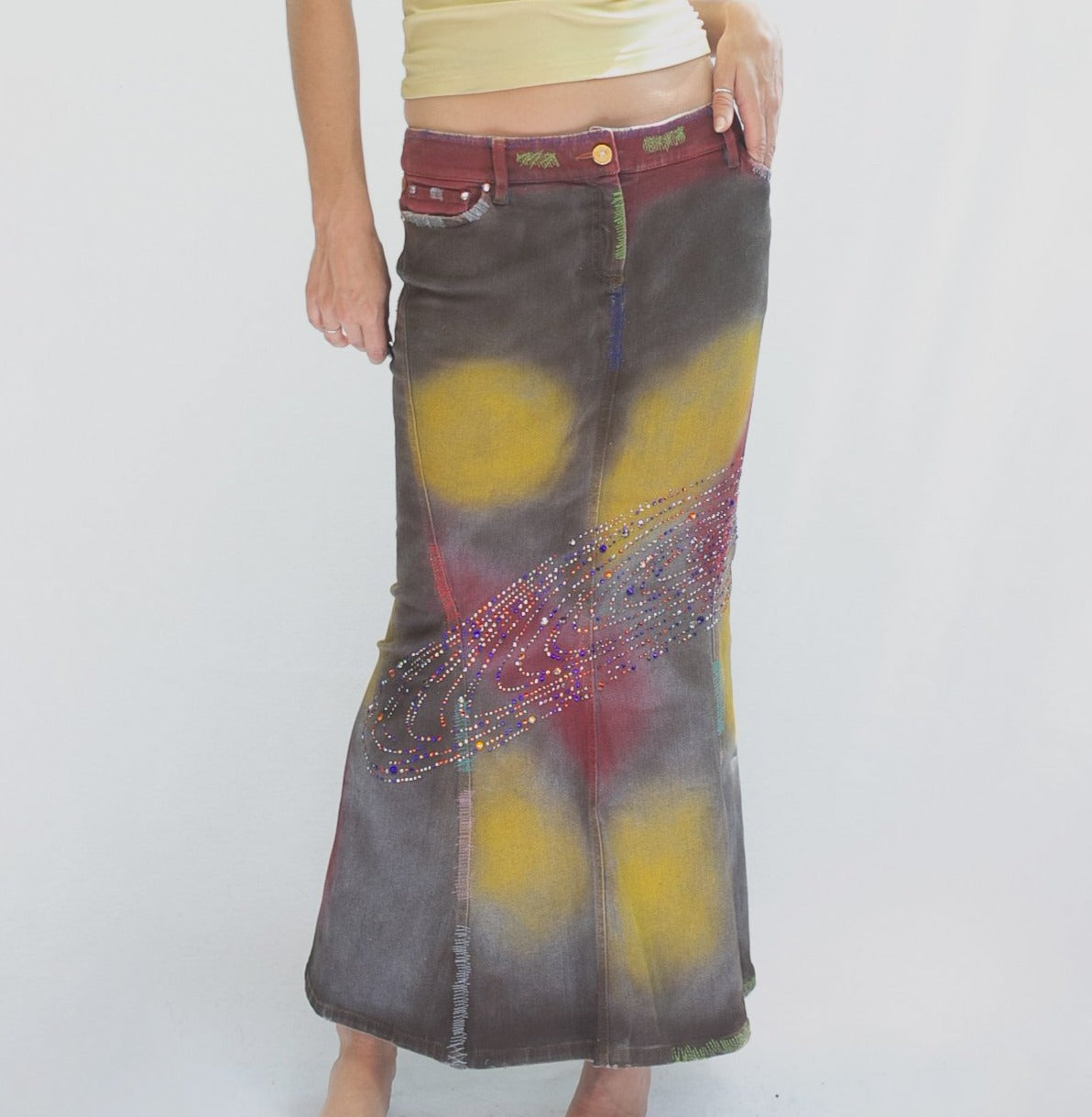 Gai Mattiolo denim maxi skirt