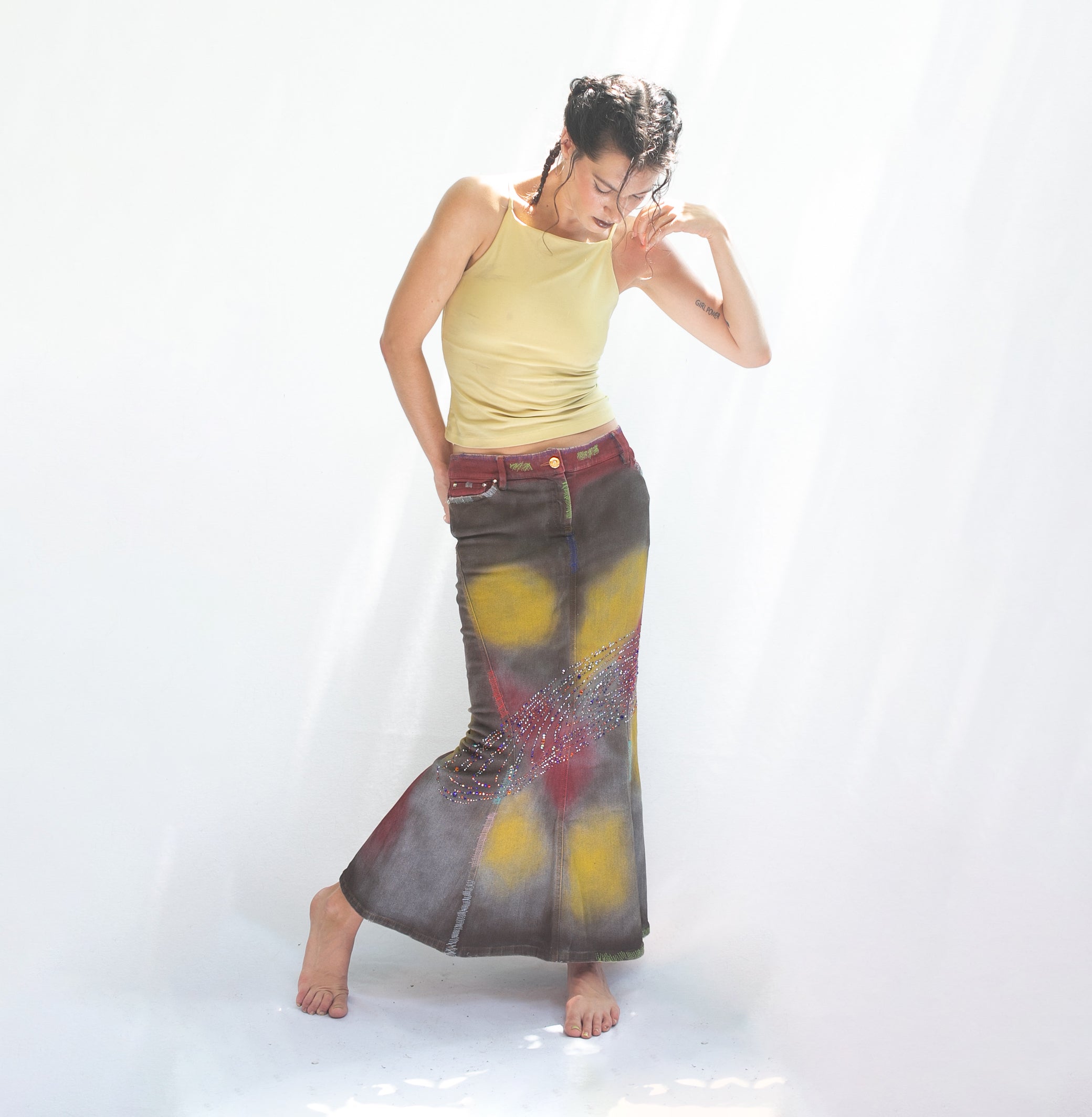 Gai Mattiolo denim maxi skirt