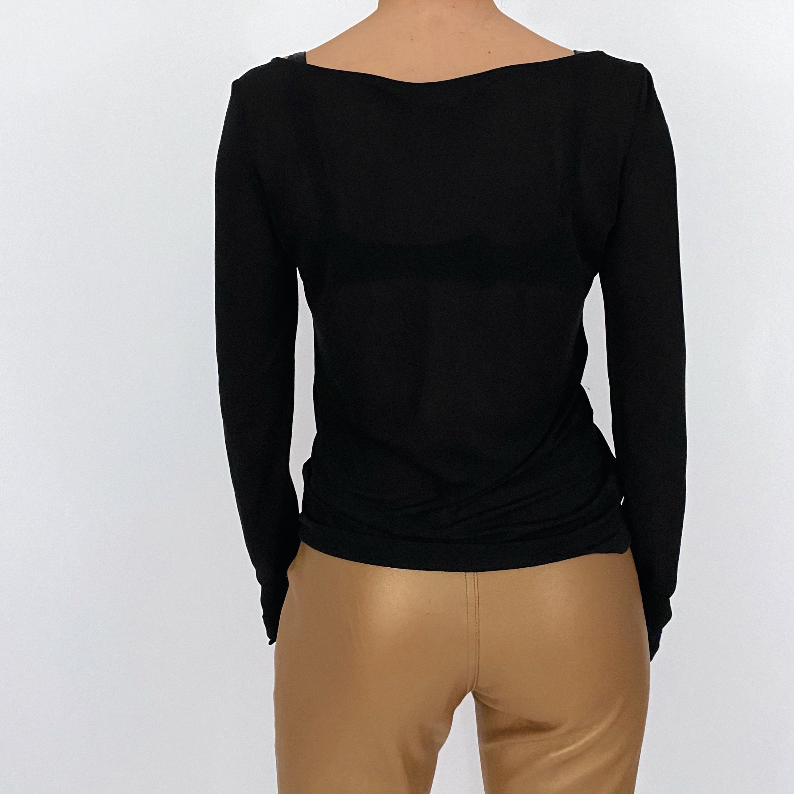 bcbgmaxazria silk mesh lace up top - size m