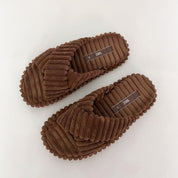 Brown Chunky Corduroy Sandals