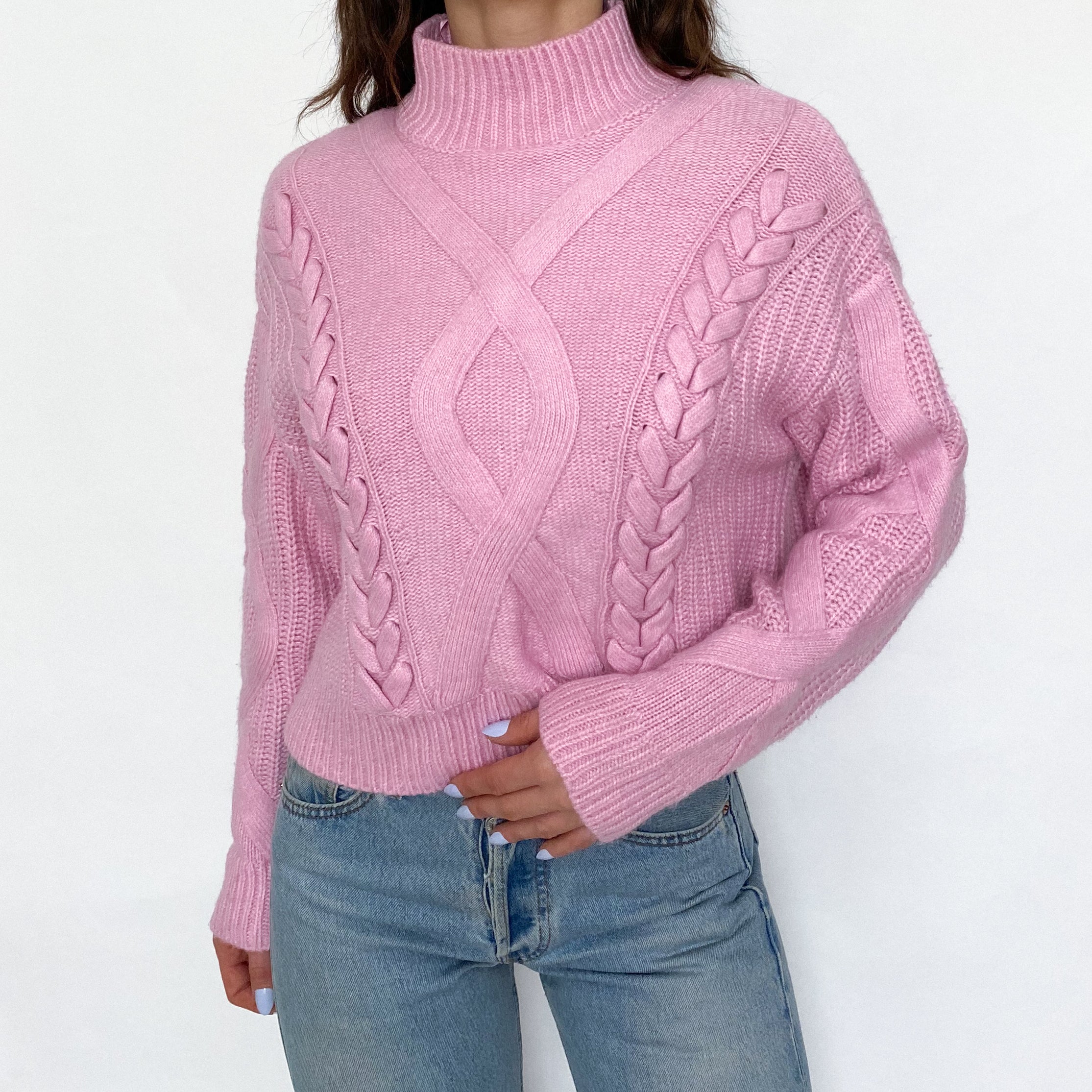 Baby Pink Mock Neck Sweater