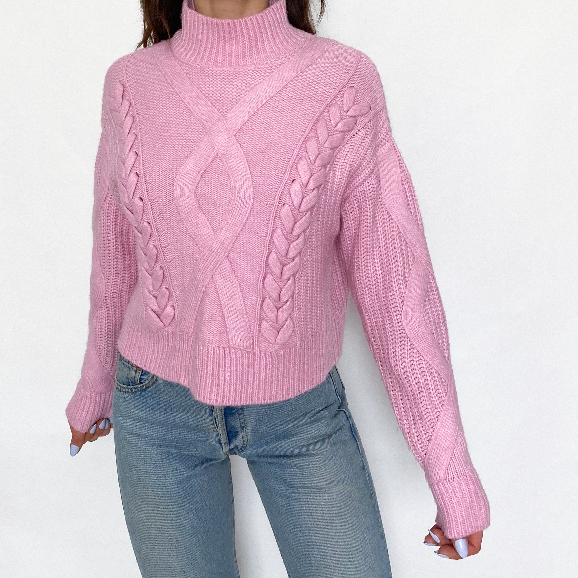 Baby Pink Mock Neck Sweater