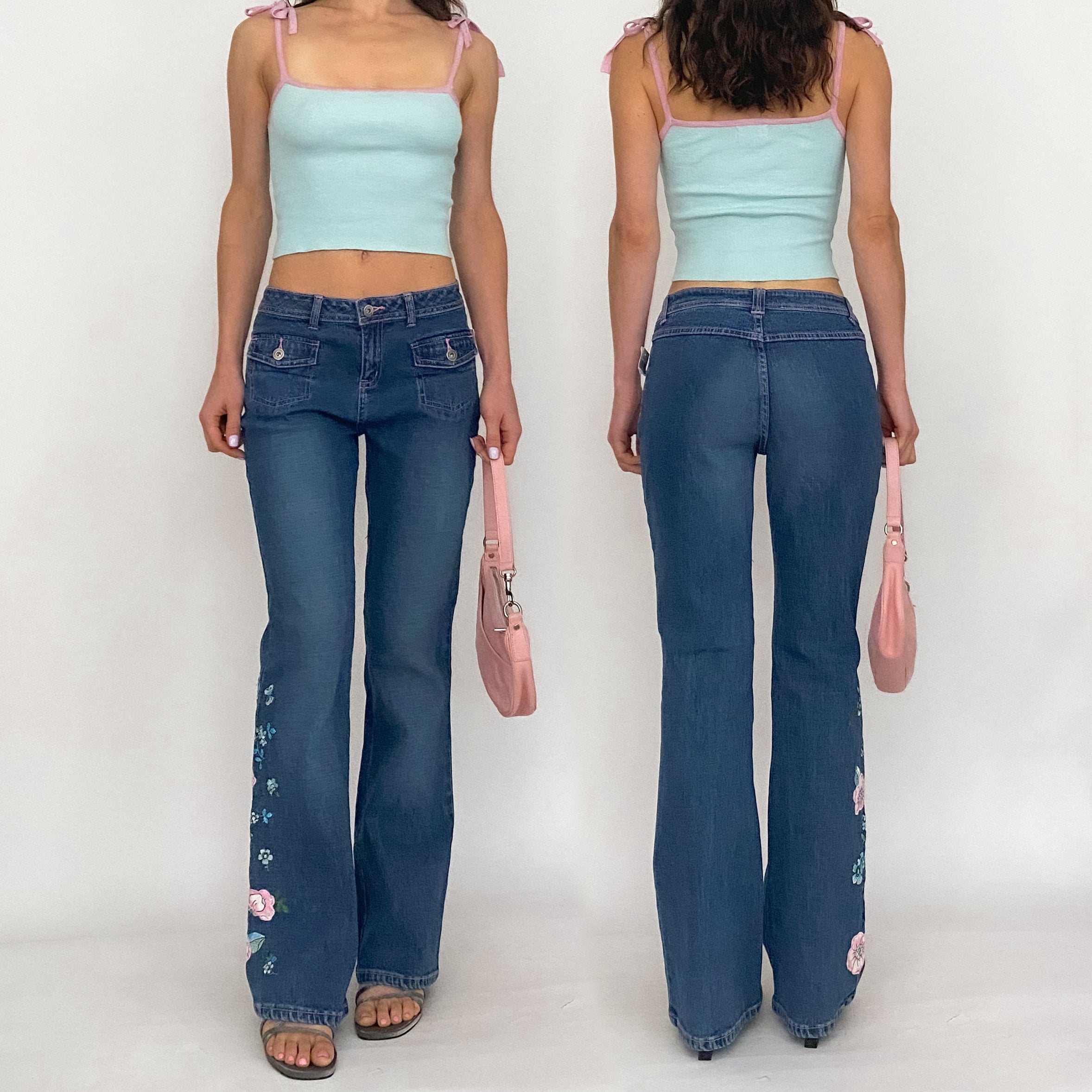 y2k guess jeans and tie cami set - small