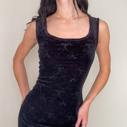 Vintage Black Velvet Mini Dress