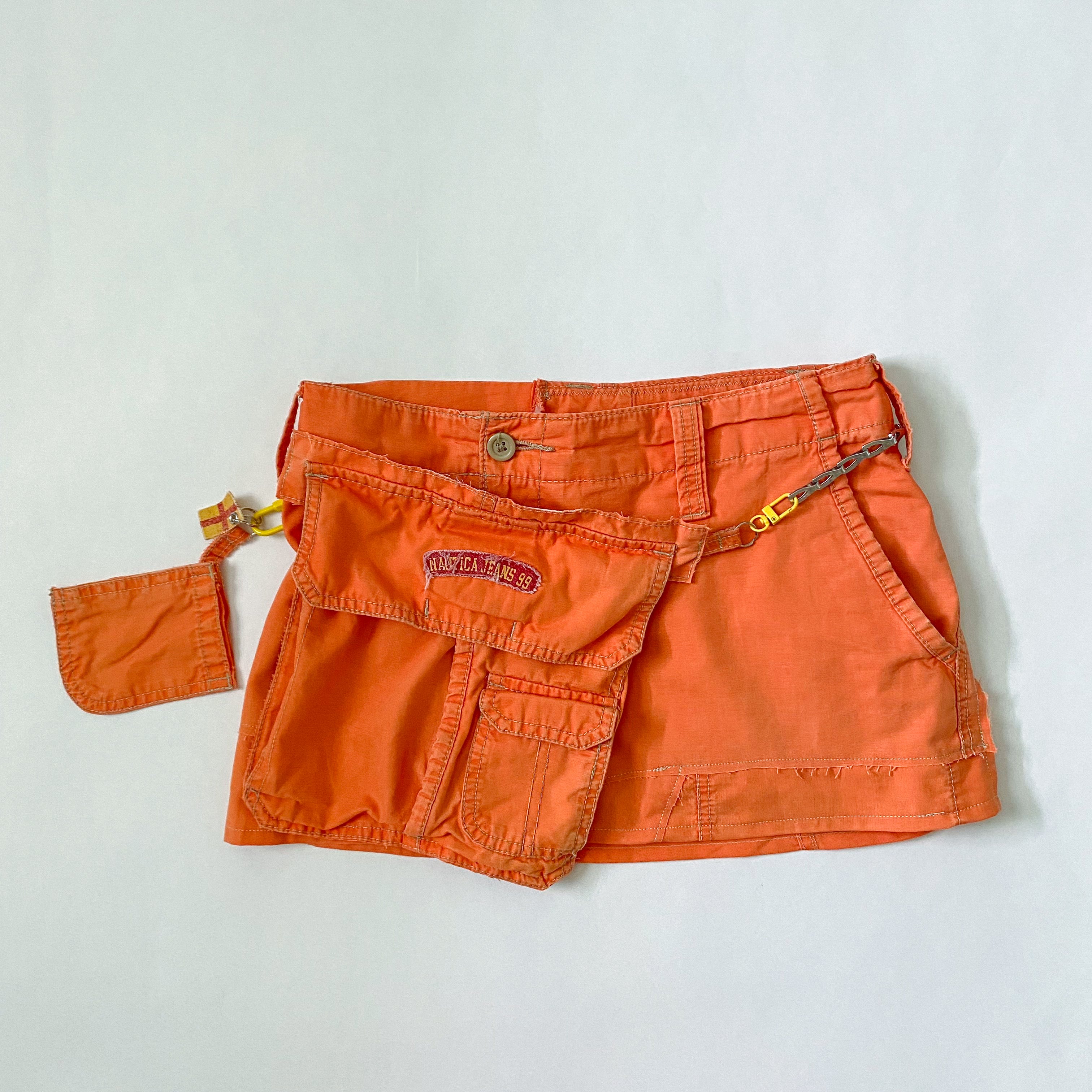 orange cargo mini skirt - extra small
