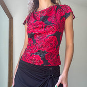 Y2K Sequin Rose Blouse