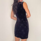 Vintage Black Velvet Mini Dress