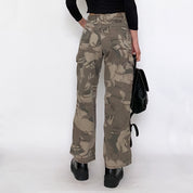 vintage camo cropped high rise cargos - extra small