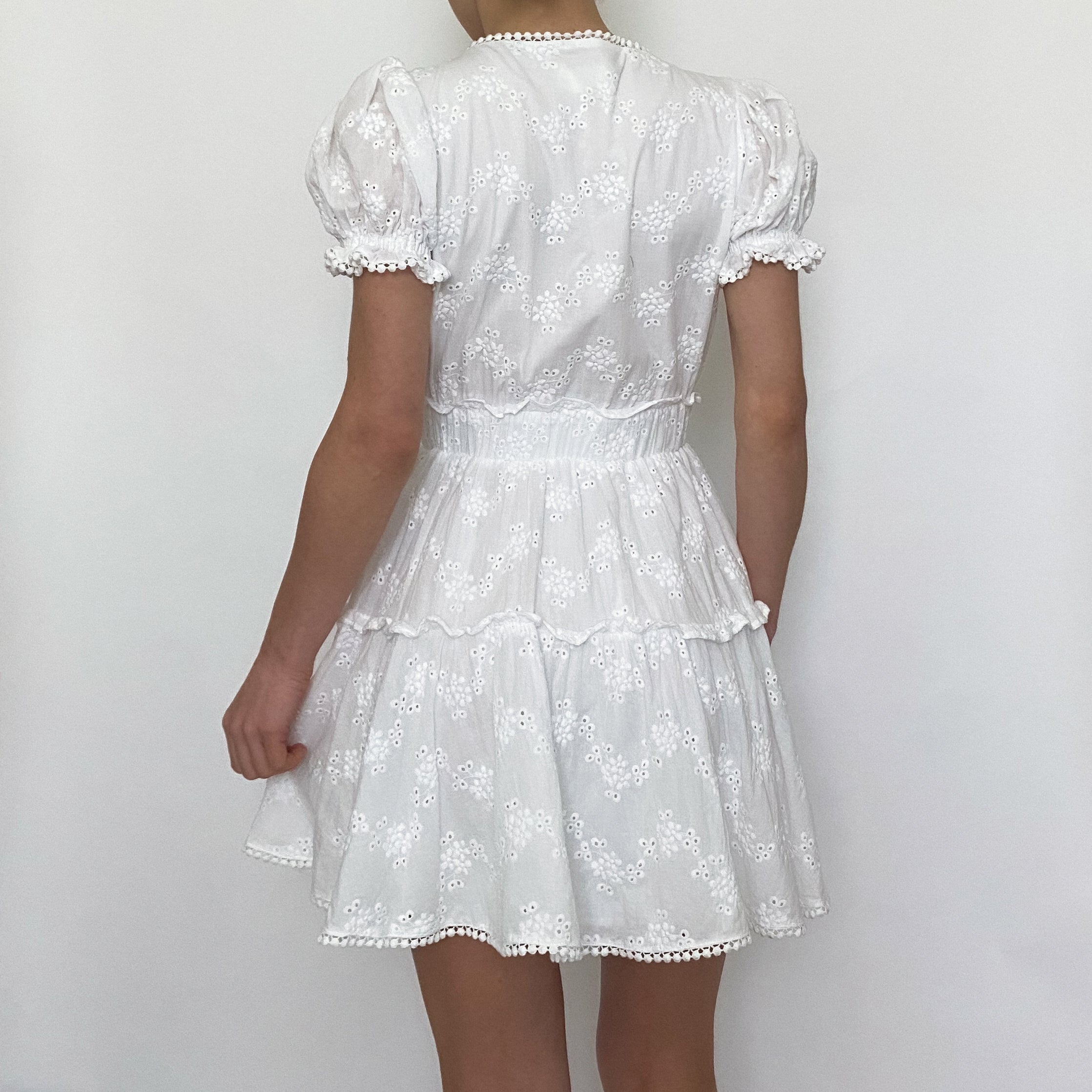tie front eyelet dress - small