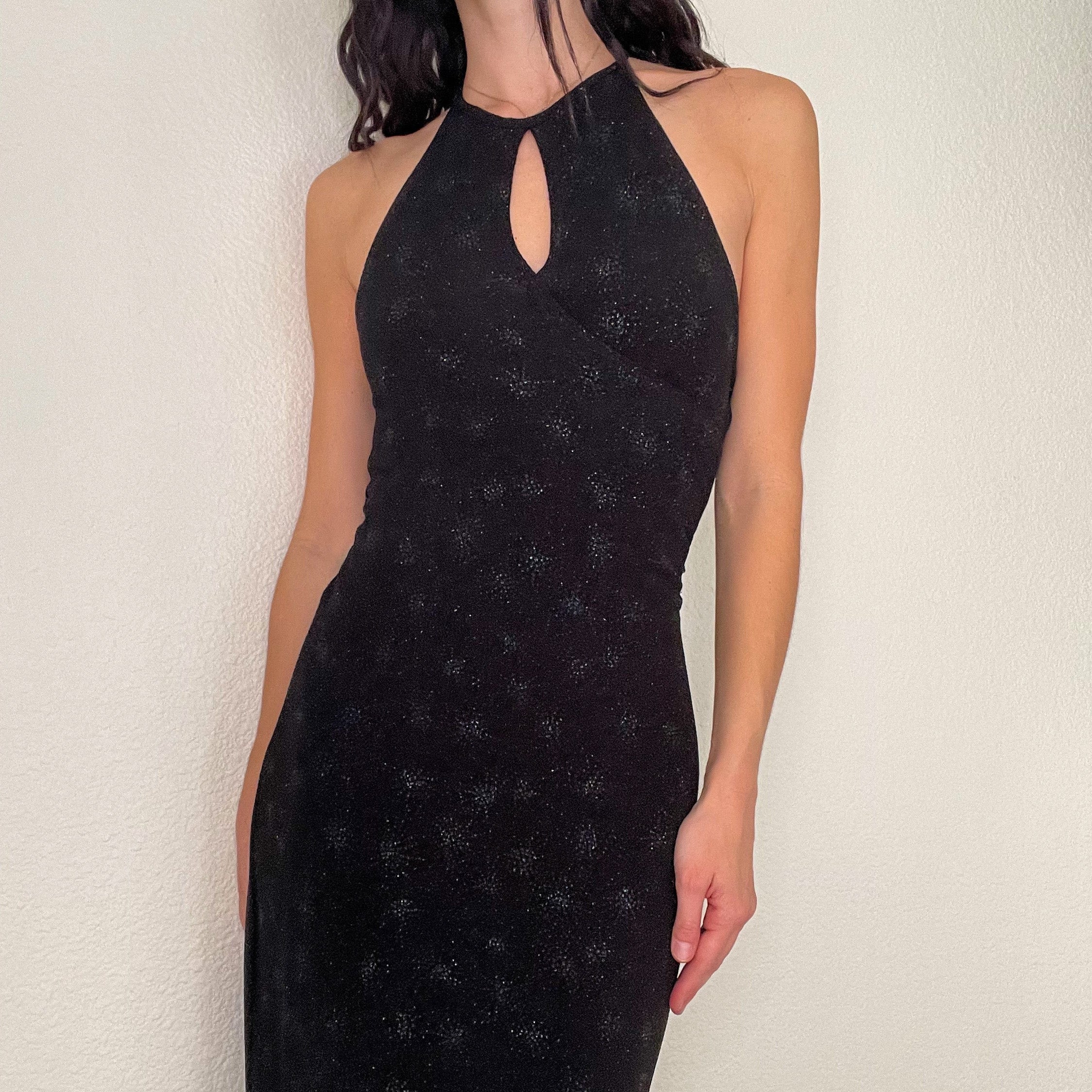 Black Keyhole Halter Gown