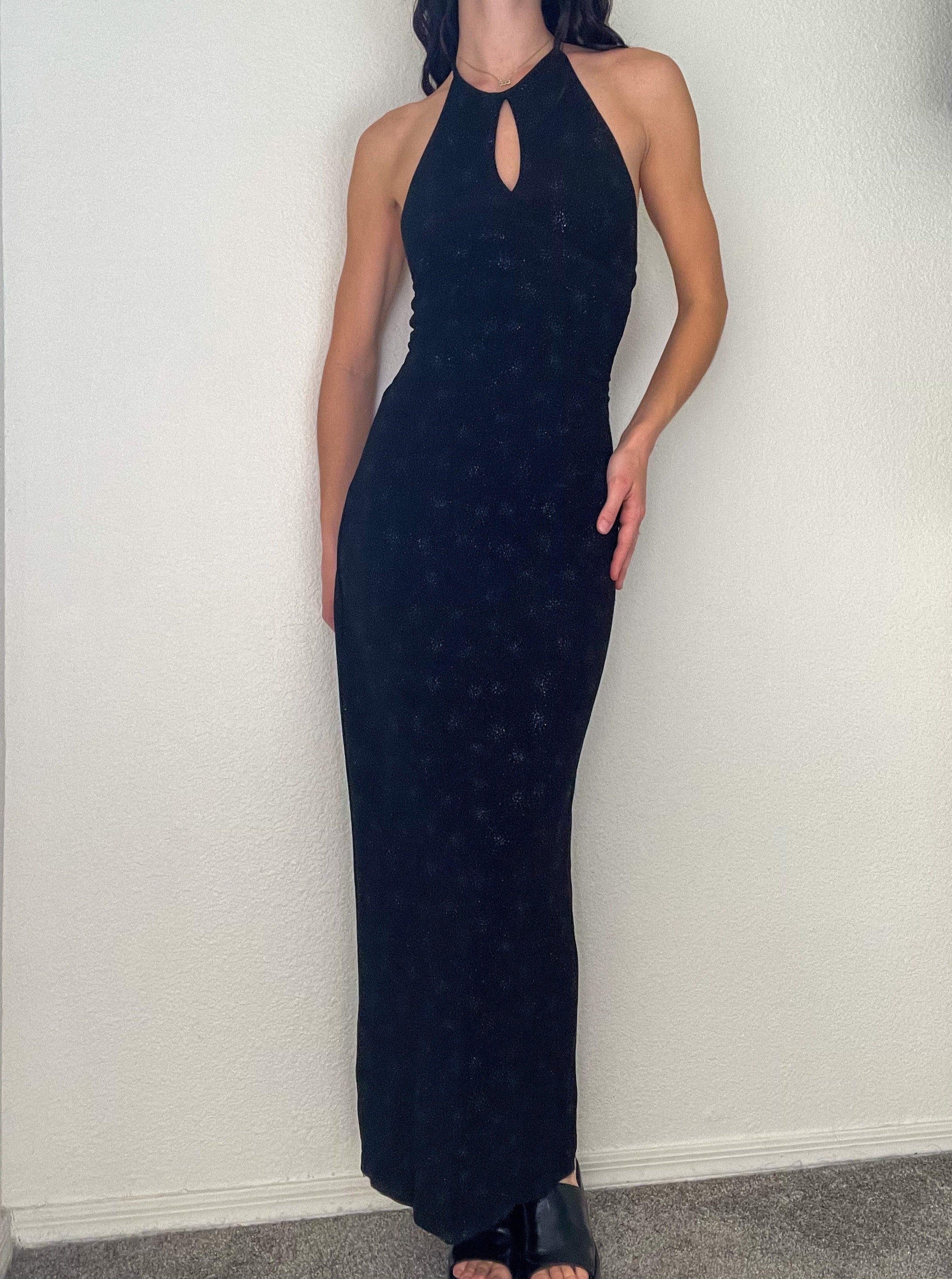 Black Keyhole Halter Gown