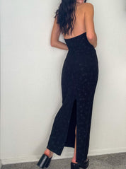 Black Keyhole Halter Gown