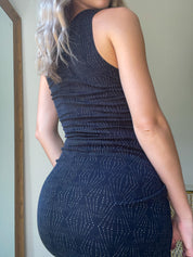 Black One Shoulder Midi Dress
