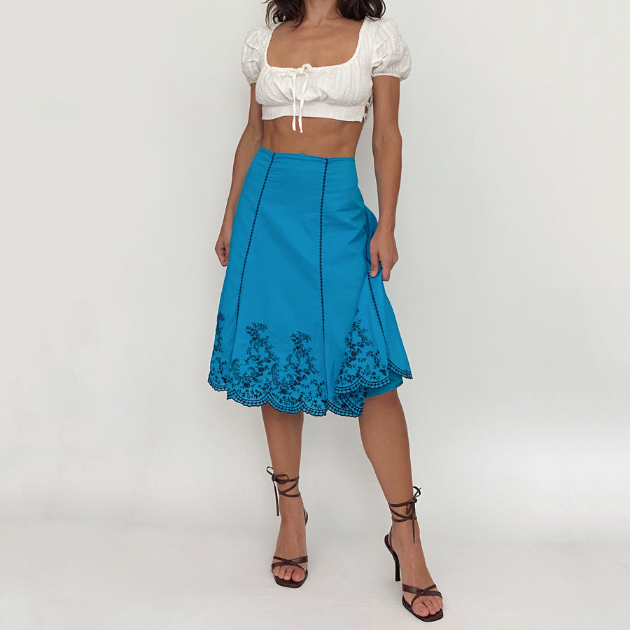 embroidered midi skirt - size 8